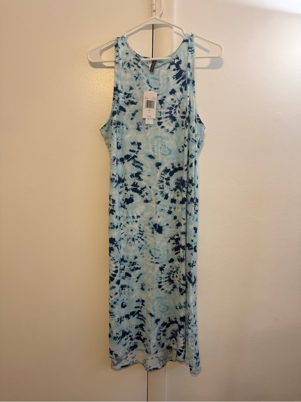 Sleeveless Blue Tie-Dye Midi Dress - Picture 2 of 4